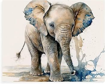 絵画  ｜手描き｜油絵 ｜オリジナル ｜象 ｜ELEPHANT エリック・スウィートによる水彩画「象の絵画」アートプリント
